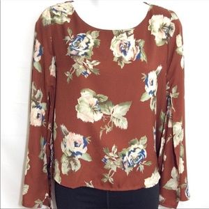ASTR The Label - Reddish/Brown Floral Blouse - XS